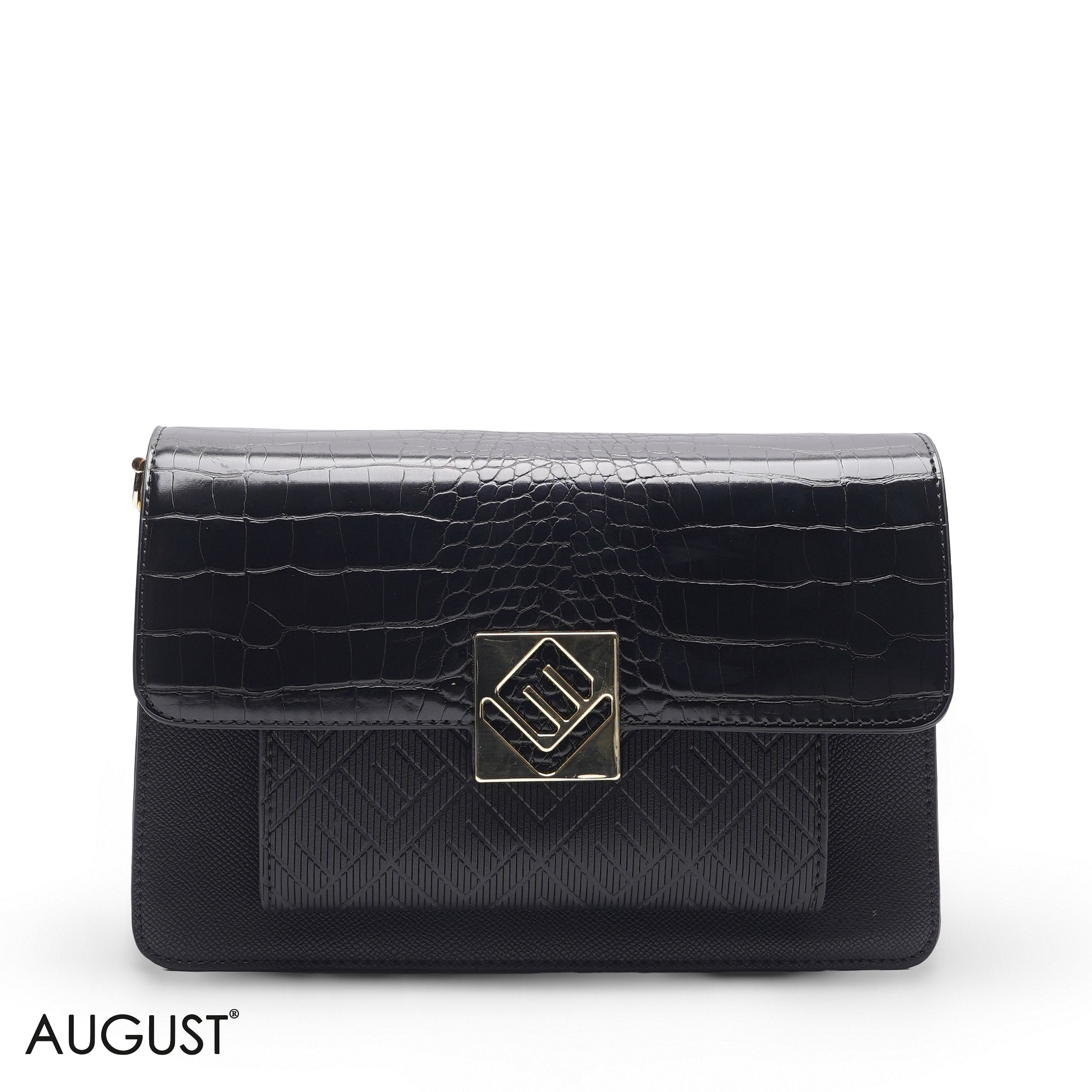 BLACK SOLID BAG WITH HAND STRAP - MED