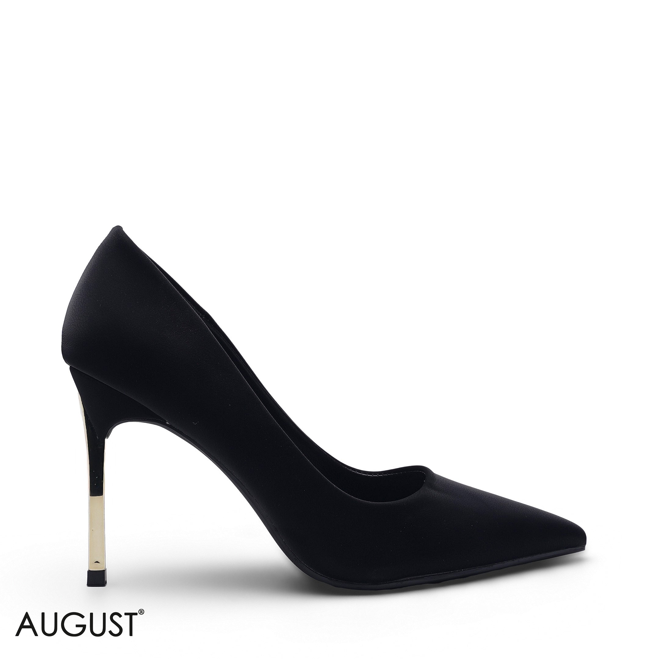 BLACK SOFT VELVET METALLIC HEEL