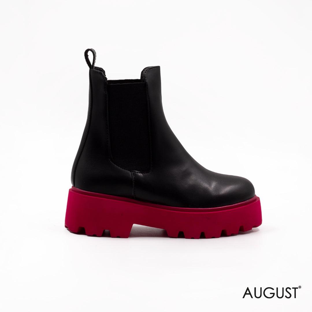 Rain Ankle Boots with Fuchsia sole - augustshoes