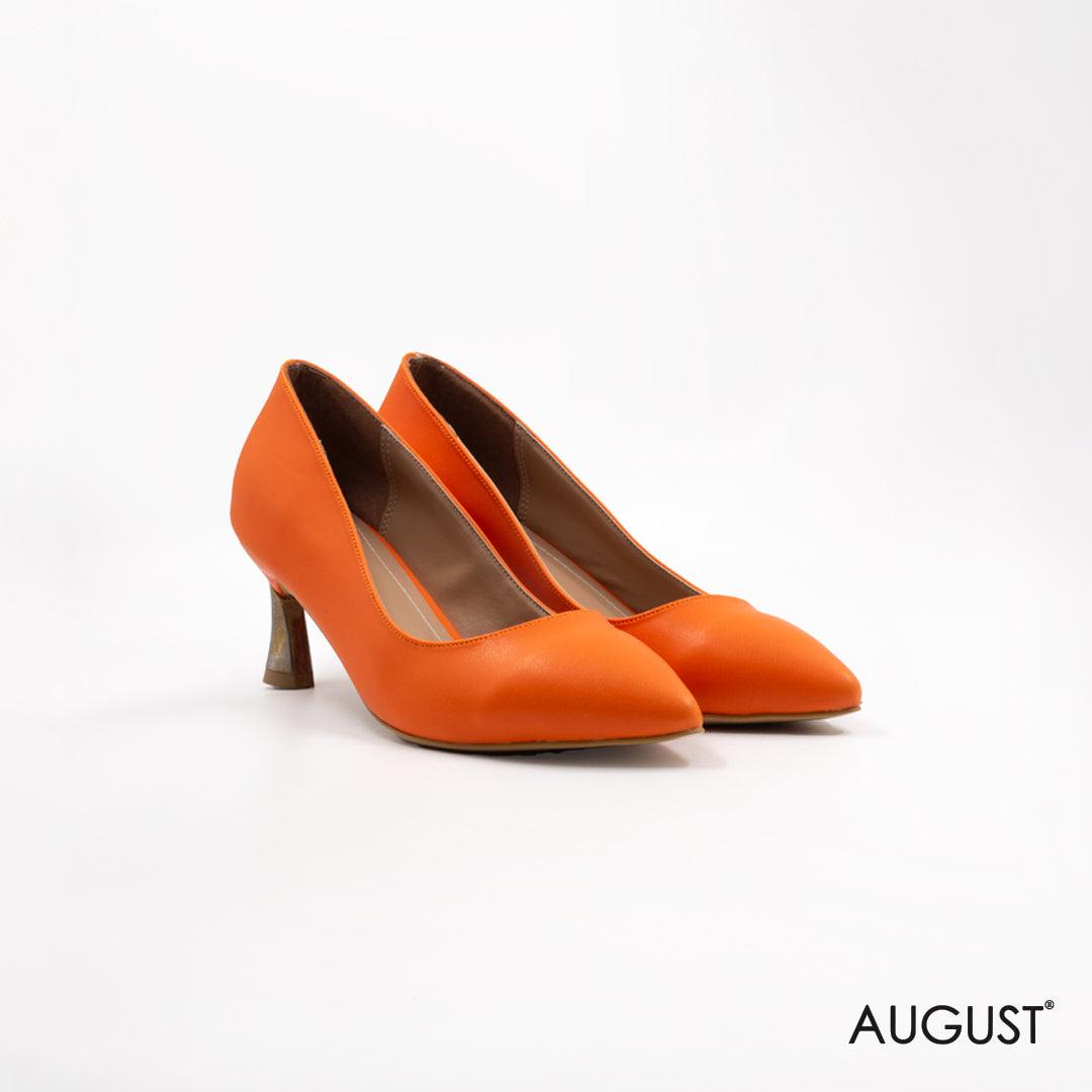 Orange leather mid-heels - augustshoes