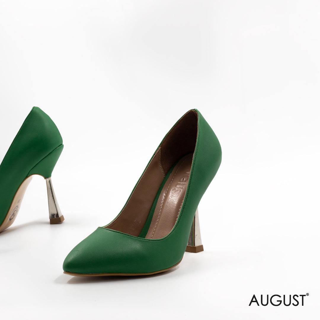 Green leather high heels - augustshoes