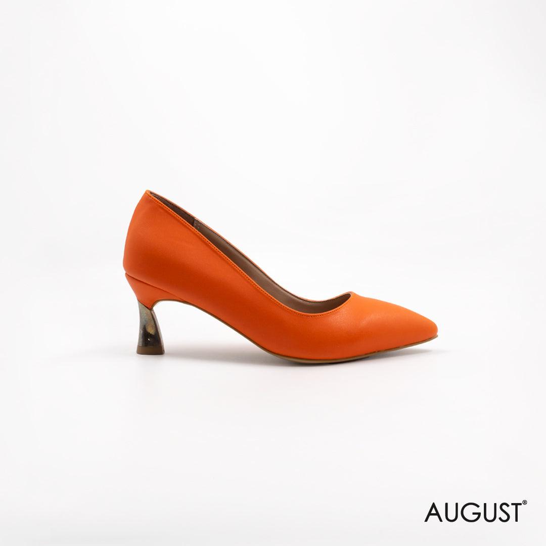 Orange leather mid-heels - augustshoes