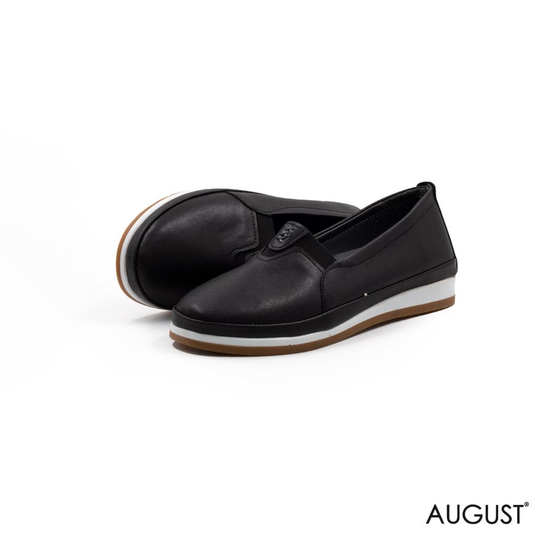 Comfy leather flat with buckle - augustshoes