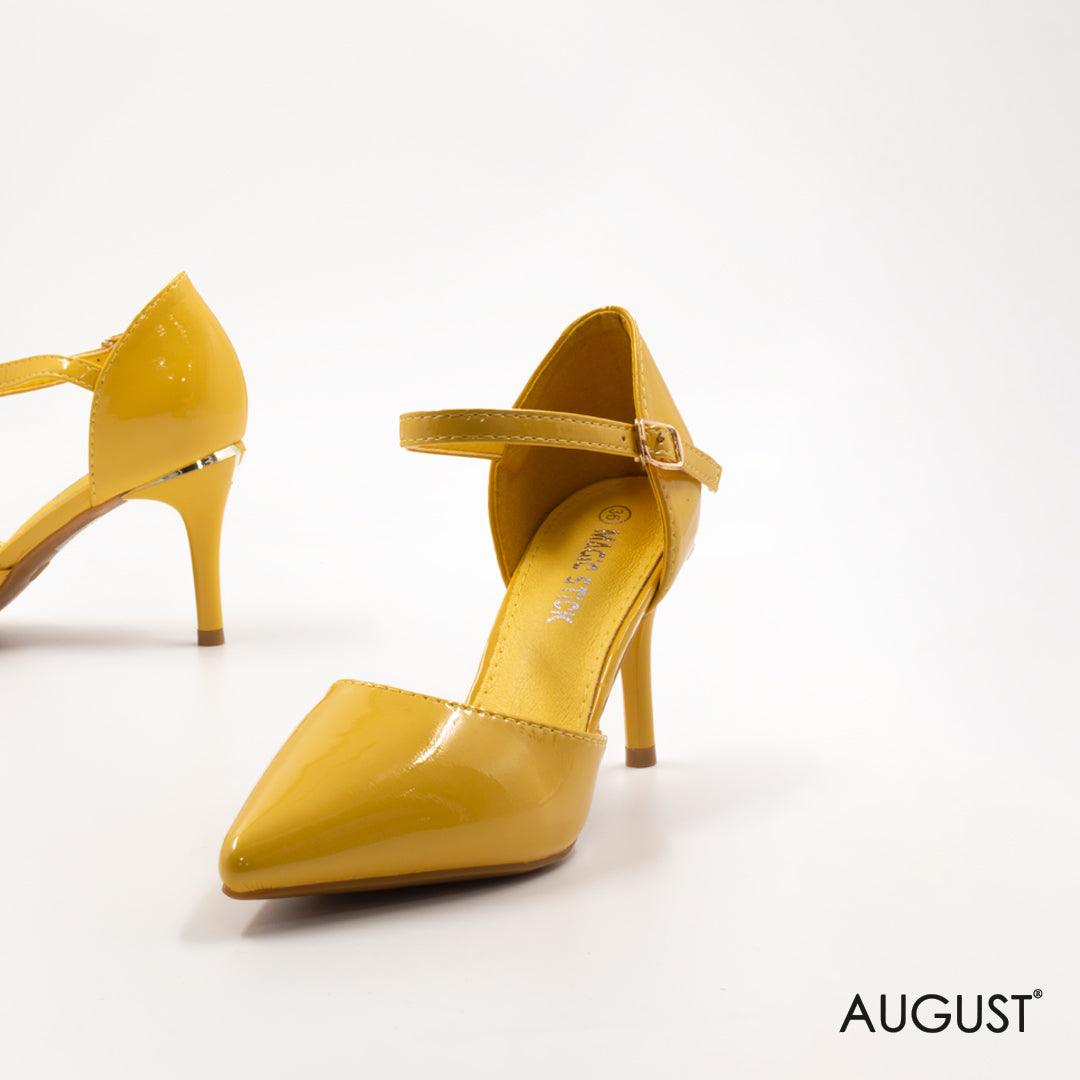 Mid-heel shiny leather heels - augustshoes