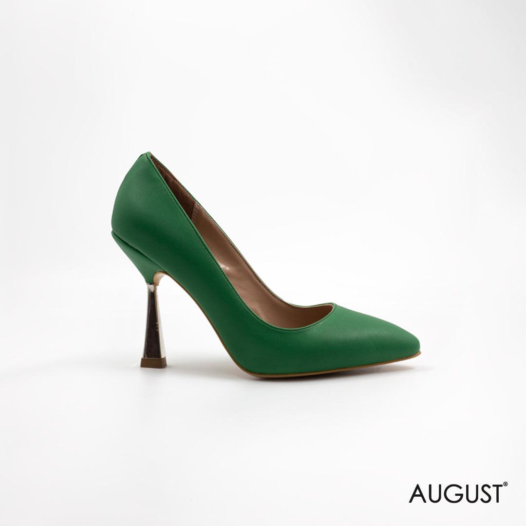 Green leather high heels - augustshoes